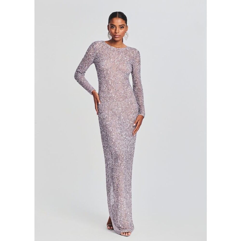 Retrofête HEIDI SEQUIN DRESS in Mink Grey SIZE SMALL $1295